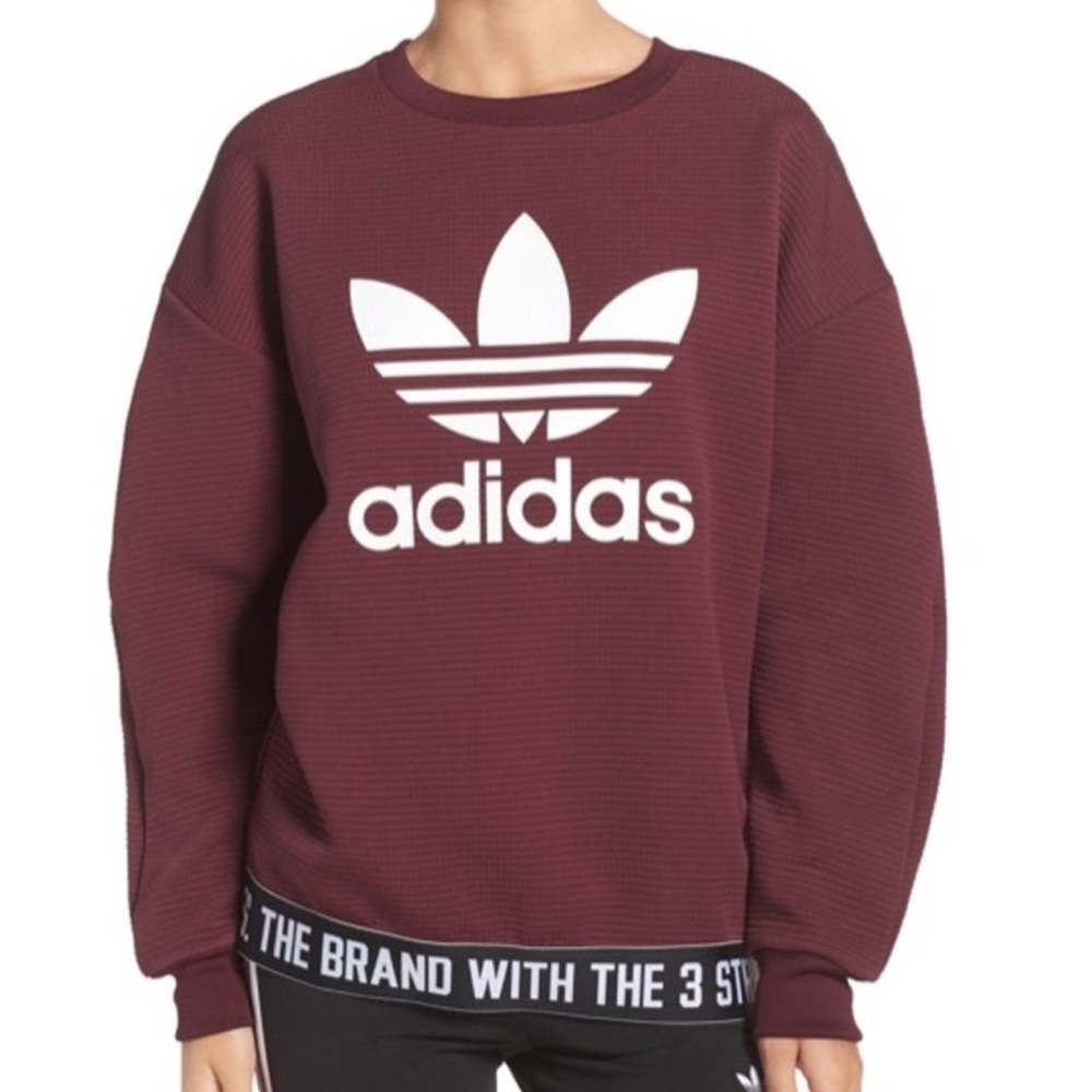Adidas Burgundy Wine Pullover, The Brand with 3 Stripes